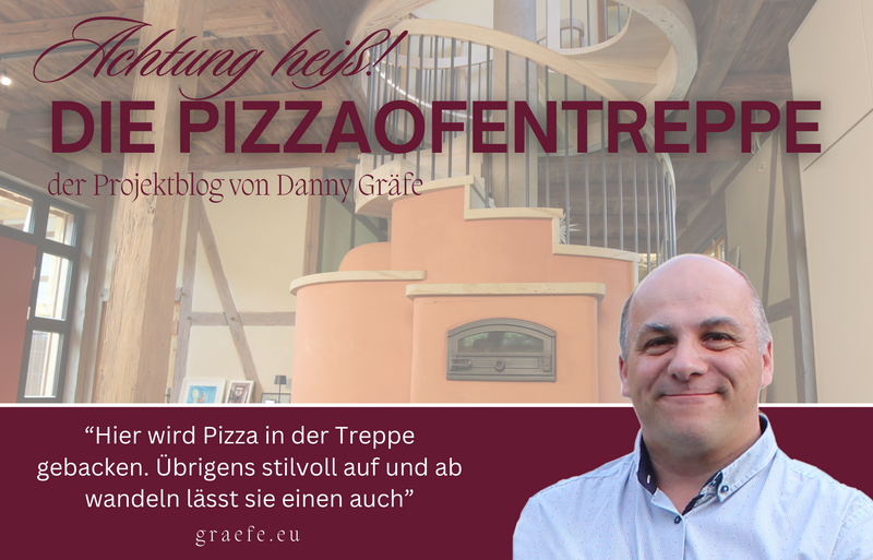 ACHTUNG HEISS! Die Pizzaofentreppe. Hier wird Pizza in der Treppe gebacken - Übrigens stilvoll auf und ab wandeln lässt sie einen auch!